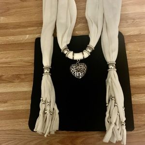 Scarf accented with Silver Jewelry
